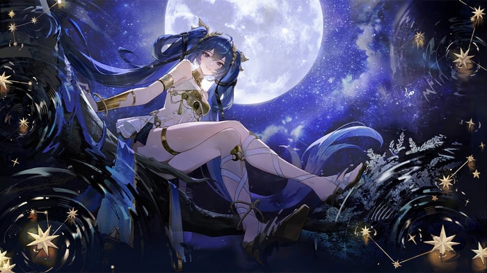 Iuno from Wuthering Waves under the Moon 4K