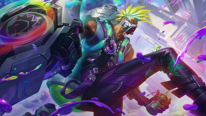 Singed from League of Legends with colorful paint