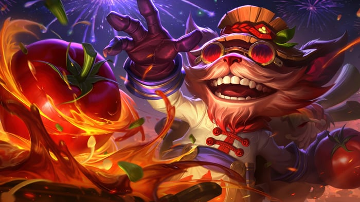 Ziggs from League of Legends with Tomatoes and Fireworks