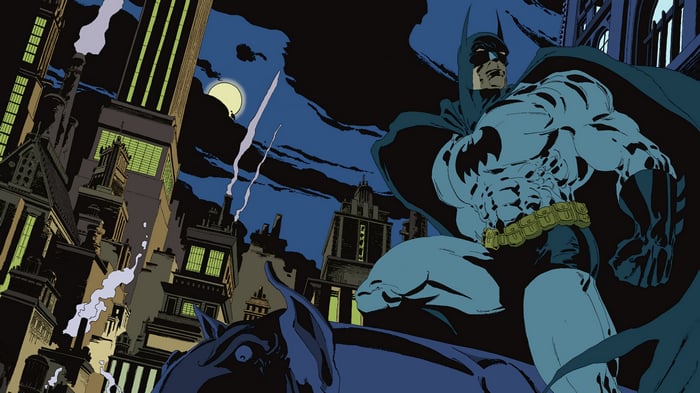 Batman on a Gargoyle in Gotham City 4K