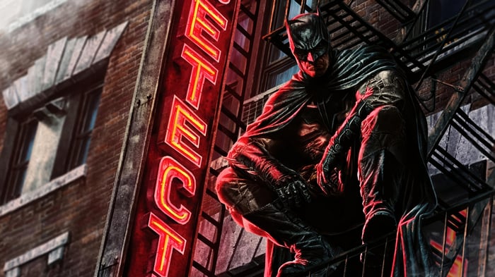 Batman Crouching on a Fire Escape 4K