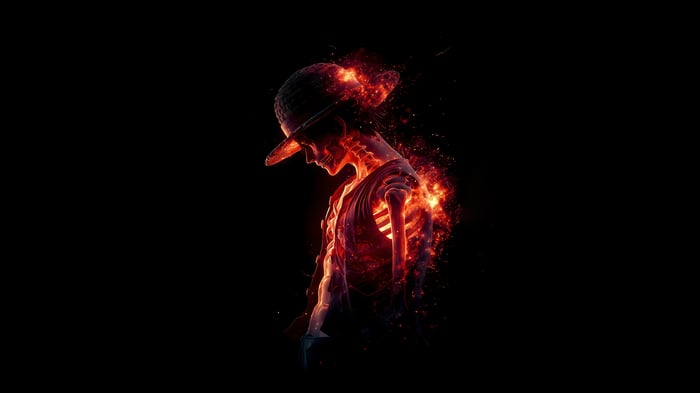 Monkey D. Luffy Skeleton in Flames 4K