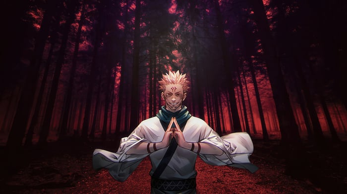 Ryomen Sukuna from Jujutsu Kaisen in a forest