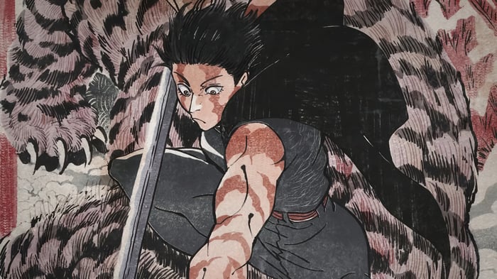 Maki Zenin fighting a creature in Jujutsu Kaisen 4K