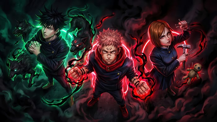 Jujutsu Kaisen: Yuji Itadori, Megumi Fushiguro, Nobara Kugisaki 4K