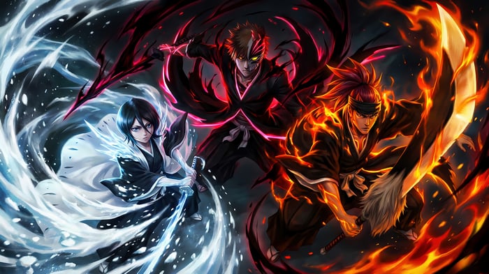 Bleach: Ichigo, Rukia, and Renji in 4K