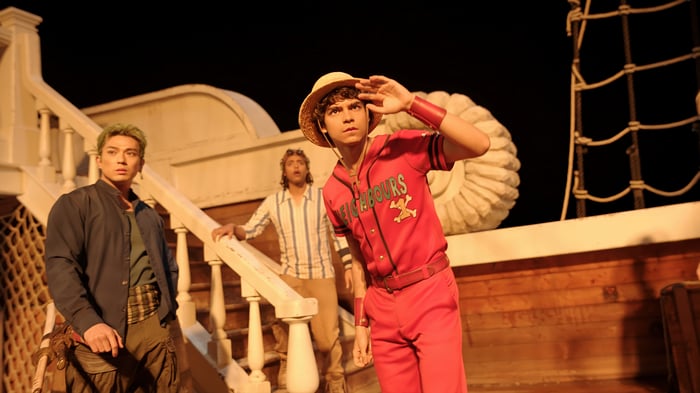 One Piece Live Action: Monkey D. Luffy, Roronoa Zoro, and Usopp on a Ship