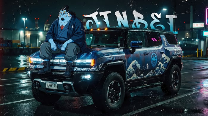 Jinbei from One Piece on a custom car