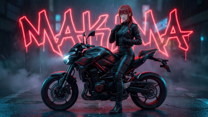 Makima on a Motorcycle in 4K