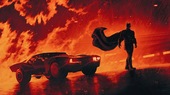 The Batman and Batmobile in 4K