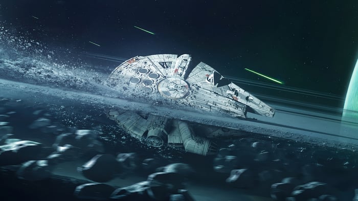 Millennium Falcon in an Asteroid Field