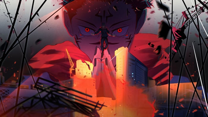 Sukuna and Yuji Itadori in Jujutsu Kaisen 4K