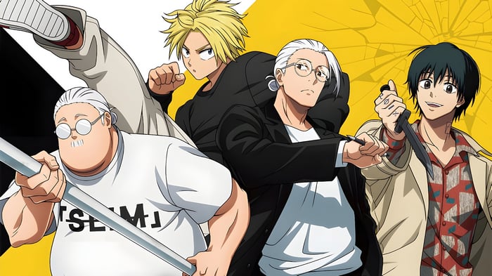Sakamoto Days Characters Taro Sakamoto, Shin Asakura, Yoichi Nagumo