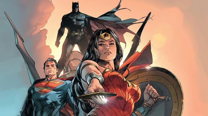 Superman, Batman, and Wonder Woman in 4K