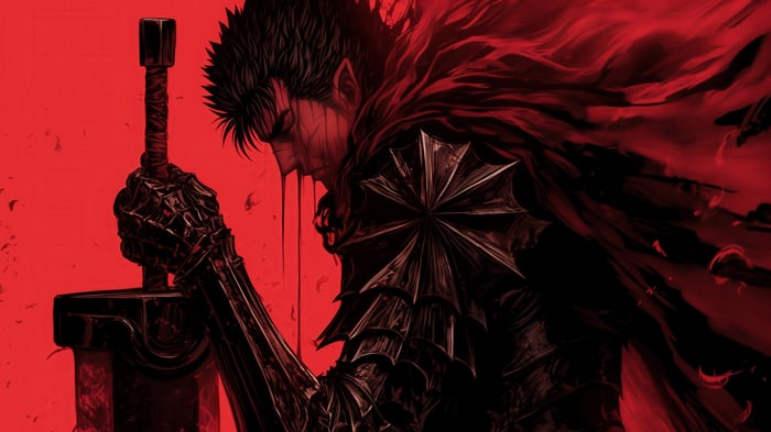 Guts from Berserk holding his sword in 4K