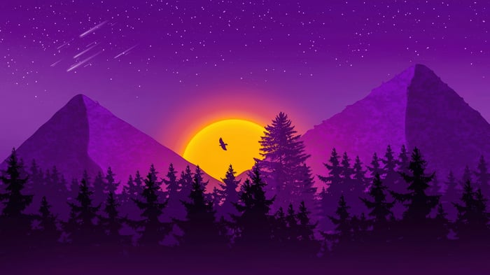 Digital Art 4K Night Forest with Stars