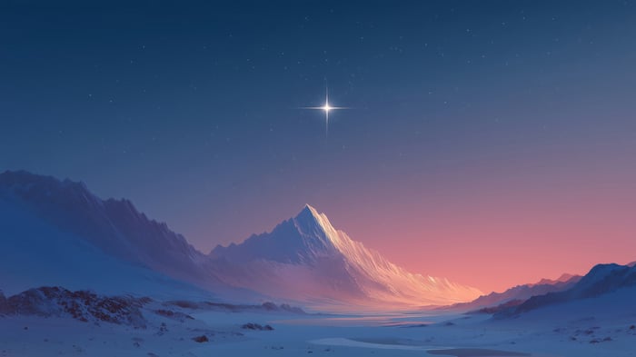 The North Star Over Snowy Mountains 4K