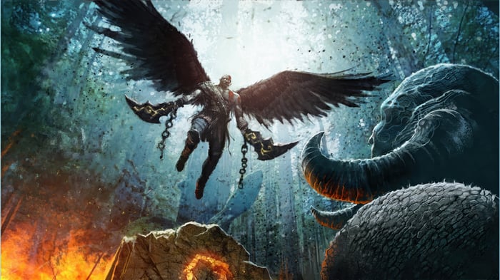 God of War Kratos with Wings and Blades