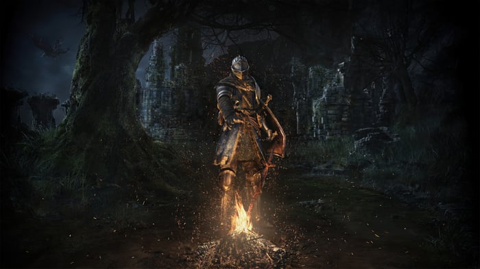 Dark Souls Knight by a Bonfire 4K