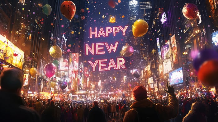 Happy New Year Celebration in City 4K