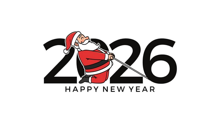 Santa Claus Pulling 2026 for Happy New Year