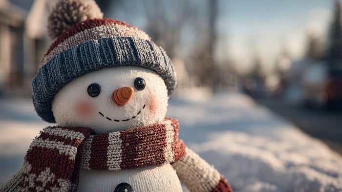 Cute Snowman in Winter with 4K resolution