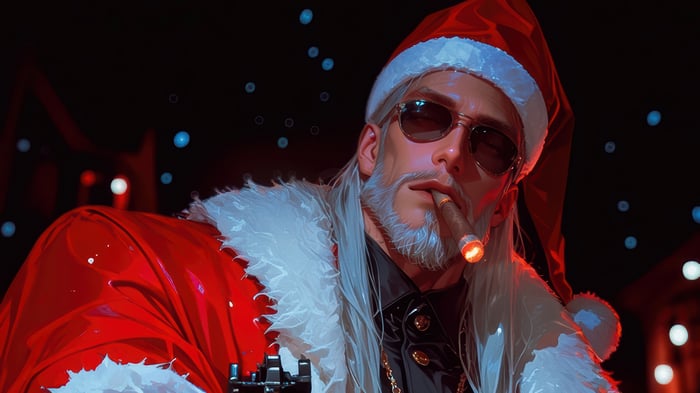Gangster Santa Smoking a Cigar 4K