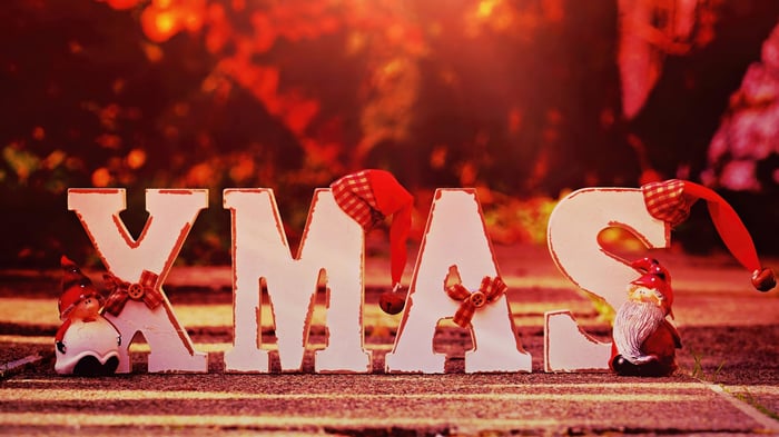 XMAS letters with Christmas decorations