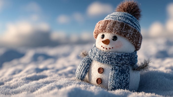 Cute Snowman in Winter Landscape 4K