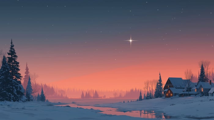 Bethlehem Star over a Winter Village