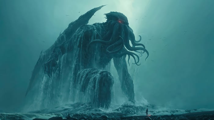 Cthulhu Monster emerging from the ocean 4K