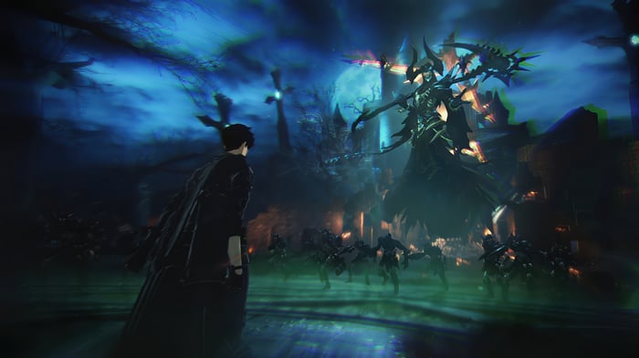 Sung Jin-Woo faces a giant demon in Solo Leveling: ARISE 4K