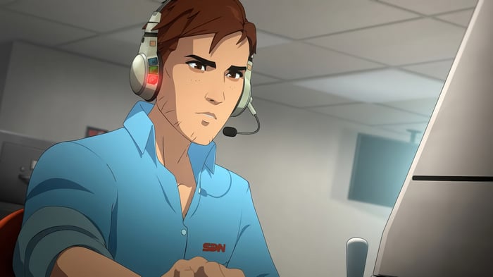Man with headphones in a studio