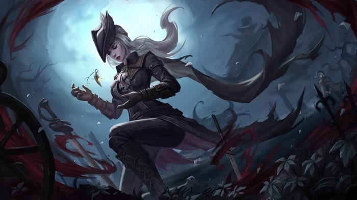Bloodborne 4K: Lady Maria examines a small object