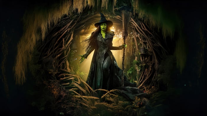Elphaba from Wicked in a forest setting