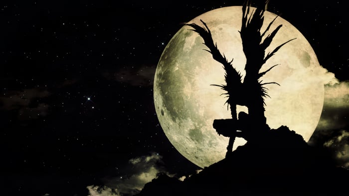 Ryuk from Death Note in front of the moon 4K