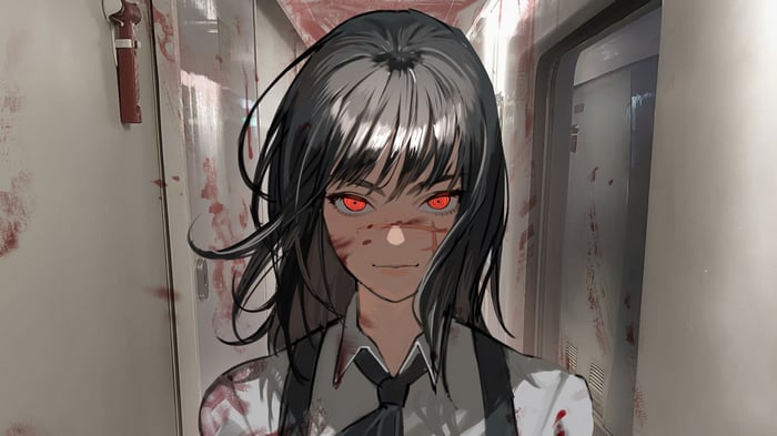 Yoru from Chainsaw Man with red eyes
