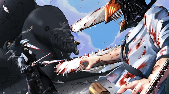 Chainsaw Man: Denji and Katana Man in battle