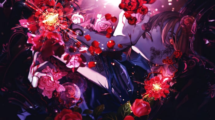 Nobara Kugisaki surrounded by red roses