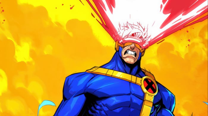 Cyclops from X-Men firing optic blast
