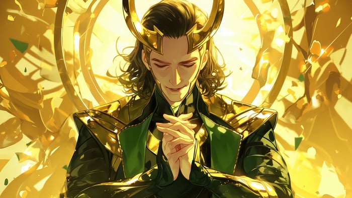 Loki in Golden Armor with Horns 4K
