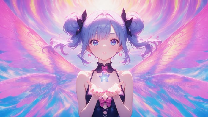Anime Fairy Girl with Wings 4K