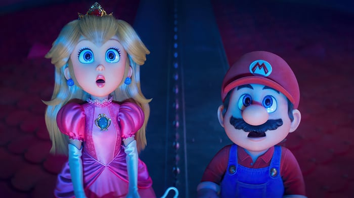 Mario and Princess Peach in The Super Mario Galaxy Movie 4K