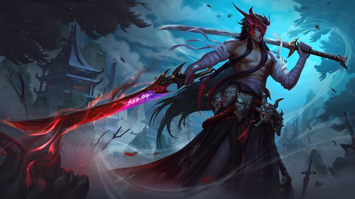 Yone from League of Legends with a glowing sword