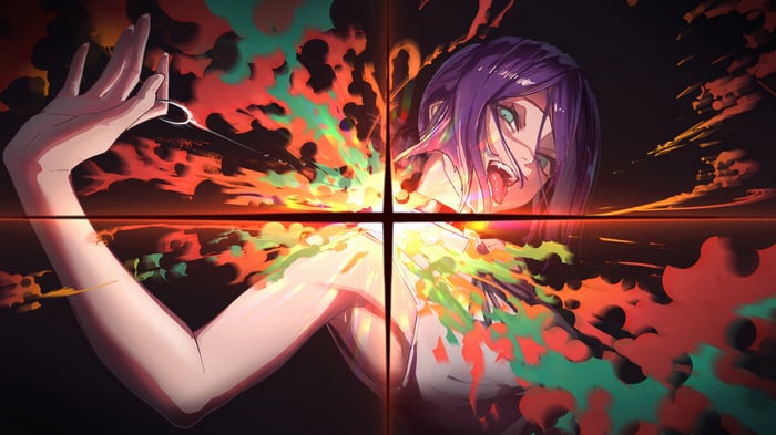 Reze from Chainsaw Man exploding in color