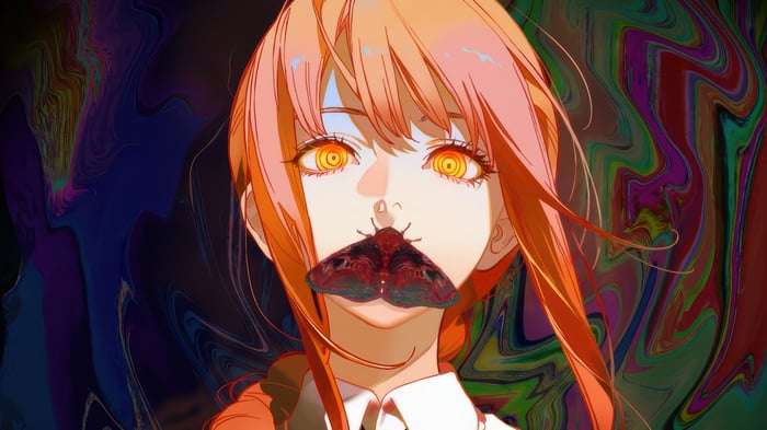 Makima with a moth on her mouth, Chainsaw Man 4K