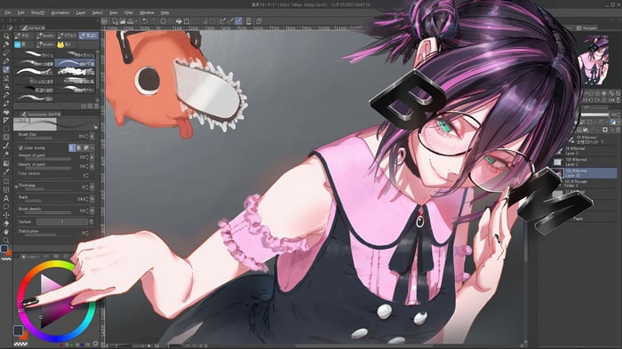 Reze and Pochita in Clip Studio Paint 4K