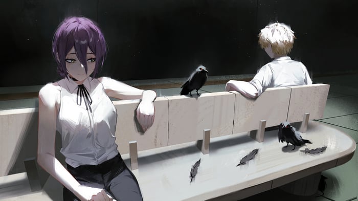 Reze and Denji with Crows 4K