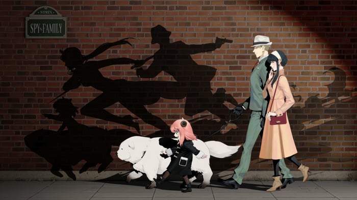 Spy x Family characters and dog walking