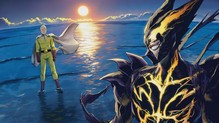 Saitama and Garou in One Punch Man 4K